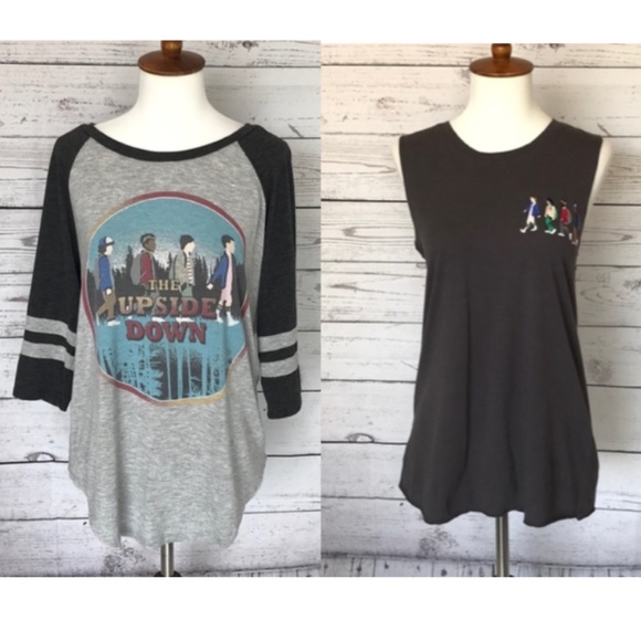 STRANGER THINGS 2 Grey Tops Bundle Jrs M & Jrs L - Picture 3 of 14